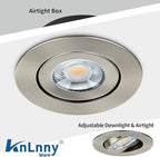 Brushed Nickel 4 Inch Recessed Lights 6 Pack,Ajustable Recessed Lights,spot Lights Indoor with Junction Box,5CCT Selectable,9W 750LM,Dimmable