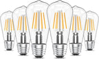 Ralbay ST48 Vintage LED Edison Bulbs 6 Pack, 60W Equivalent, Warm White 2700K, Clear Glass E26 Medium Base