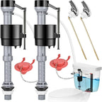 Universal Toilet Flusher Replacement Kit, Water-Saving & Height Adjustable Fill Valve, 2-Inch Flapper, Toilet Handle Lever, Quiet & Anti-Siphon Toilet Repair Kit Inside Tank (Red, 2-Pack)
