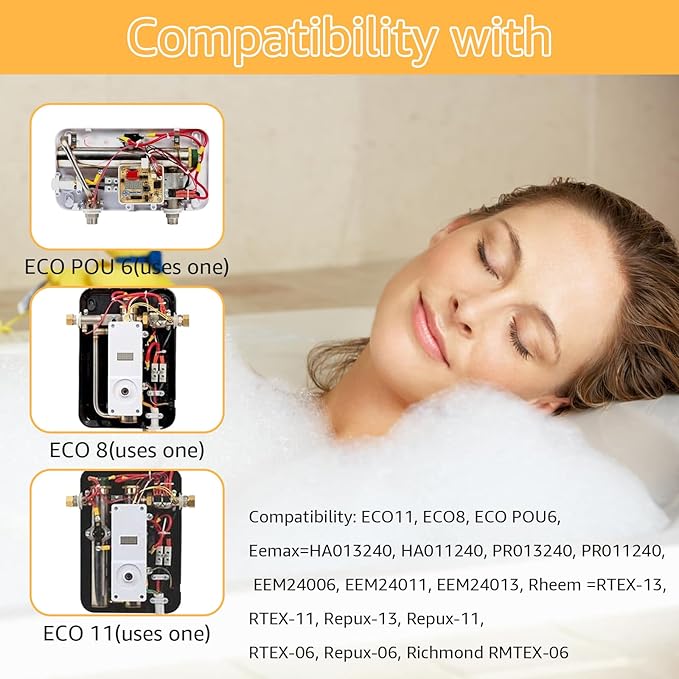 Titanium HE 55220 Tankless Water Heater Heating Element, Screw in 5.5KW 220V Replacement Part. Compatible With Ecosmart ECO POU 6 ECO 8, ECO 11, and Eco smart Water Heater Heating Elements .（2Pcs）