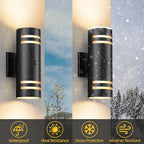 SHlMR Motion Sensor Outdoor Lights 2 Pack, Modern Dusk to Dawn Outdoor Lighting with Bulbs Include, Black Exterior Sconce Up and Down Motion Detector Lights for House Porch Garage, ETL Listed