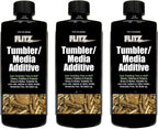 Flitz Tumbler Media Additive - 7.6oz Bottle of USA-Made Brass Cleaner Reloading Liquid for Ammo, Copper, & All Metals - Ammonia-Free Tumbling Polish to Remove Oxidation, Powder Residue (3 Pack)
