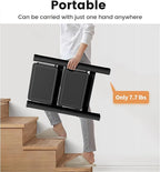 Step Stool, 2 Step Ladder with Anti-Slip and Wide Pedal, Folding Portable Iron Stepladder for Home and Kitchen, 300lbs - Black