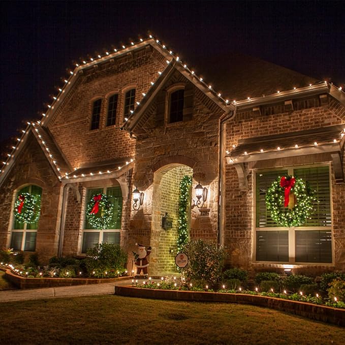 Meconard C9 Led Replacement Christmas Light Bulbs, C9 Shatterproof Led Bulbs for Christmas Indoor Outdoor String Lights,E17 Intermediate Base, Commercial Grade Holiday Bulbs, Warm White, 50Pack