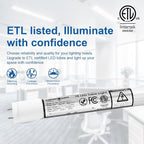 T8 LED Tube Light Bulbs 4 Foot 20W 40W Equivalent 4000K Natural White 2000LM, T8 T10 T12 Fluorescent Replacement, Dual-end Powered Ballast Bypass, Frosted Cover ETL Listed for Shop 25-Pack