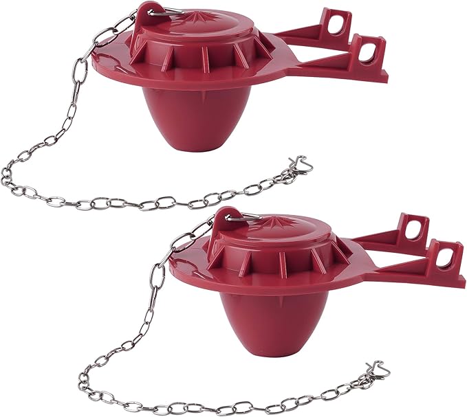 Hibbent 2 Pack 2-inch Universal Toilet Tank Flapper, Long Lasting All Rubber Seal Flapper Replacement Compatible with American Standard Water Conserving, High Performance, Easy to Install- Red