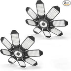 Garage Lights - 40000LM Super Bright Garage Lights Ceiling Led w/ 8 Deformable Panels Compatible for E26/E27 Screw in Socket Garage Lighting Bulb for Barn Basement Shops Attic - 2Pack