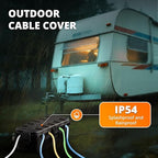 QUOBAS Outdoor Waterproof Electrical Box with 6 Cable Ports, IP54 Weatherproof Heavy-Duty Extension Cord Cover for Power Strips, Garden Power Tools, Holiday Lights, Black