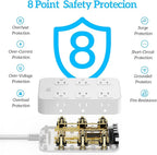 Flat Plug Power Strip Surge Protector with 12 AC Outlets 6 USB Ports 3 Side Multi Plug Outlet Extender 5 Ft Extension Cord for Home Office Kitchen Dorm Wall Desk Charging Station ETL Listed
