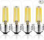 3.2 Inch 3000K Warm White E26 LED Bulb 60 Watt Equal, AC 120V 600LM Edison Bulbs Dimmable, 6W T10 T30 Tubular Filament Light Bulbs Clear Glass for Fan Pendant Wall Light, UL Listed-4 Pack