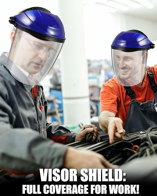 8 Pack Safety Face Shield for Grinding and Cutting, Full Impact Resistant Face Shield Mask for Work Chemical Woodworking (Blue)