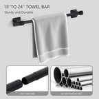 Matte Black Bathroom Hardware Set 5-Pieces, SUS304 Stainless Steel Bath Towel Bar Set Wall Mounted, Including Hand Towel Bar,Towel Ring, Toilet Paper Holder, 2Pcs Robe Towel Hook