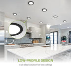 ASD 6 Pack LED Recessed Lighting 6 Inch 12W, 5 CCT 2700K-5000K CRI90+, IC Rated Ultra Thin Dimmable Ceiling Lights with J Box, Canless Wafer Downlight, Round Slim Panel Light, Energy Star ETL, Black