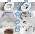 Air Plunger for Drain, High Pressure Air Drain Blaster with Visual Barometer Stainless Steel Toilet Clog Remover Toilet Unclogger Plungers for Bathroom, Toilets, Sink, Kitchen (Gray)