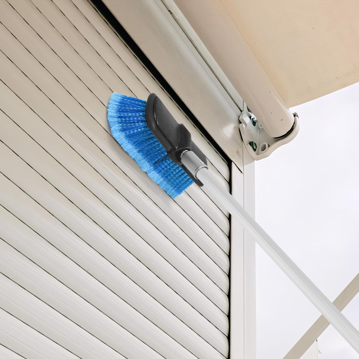 30 FT Exterior House Cleaning Brush Set with 6-24 Foot Telescoping Extension Pole, Soft Scrub Car Wash Brush, Medium Bristle Cleaning Brush and Window Squeegee & Washer