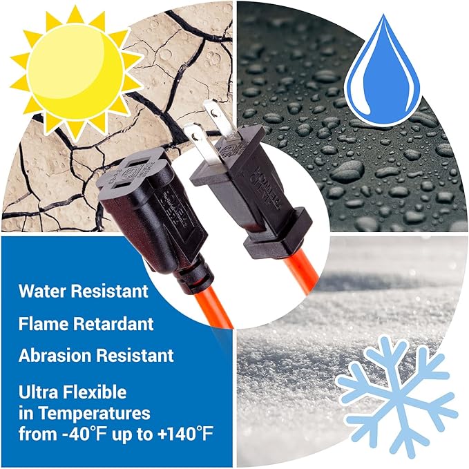 Clear Power 16 Gauge 3Prong Cords (16/2-2-Prong Polarized, Orange, 25 ft)