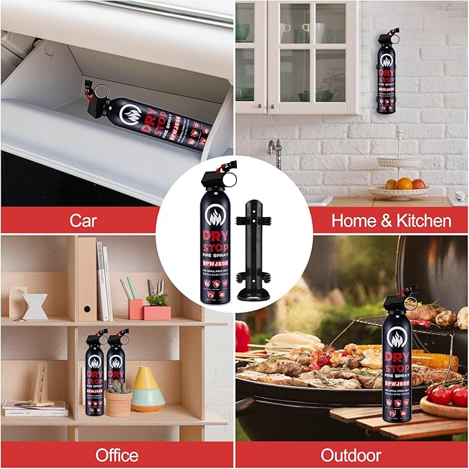 6PCS Fire Extinguisher for Home - Dry Stop Fire Extinguisher Spray, 600g Dry Chemical Fire Extinguisher for Kitchen, Car & Home | Portable, Fights Grease, Electrical & Vehicle Fires