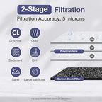 SimPure Whole House Water Filter System, 2 Stages Clear Home Water Pre-Filtration with Carbon and KDF Filters, Reduce Iron, Chlorine, Manganese, Lead, Heavy Metals, 1" NPT Brass Port(DB10C-2KDF)