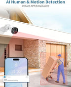《130°Wide Angle-Lens & Dual Power Mode》Outdoor CCTV Security Camera System with 2-Way Audio,8.0MP IP Wired Security Cameras,Home Surveillance Video Equipment with 4K NVR