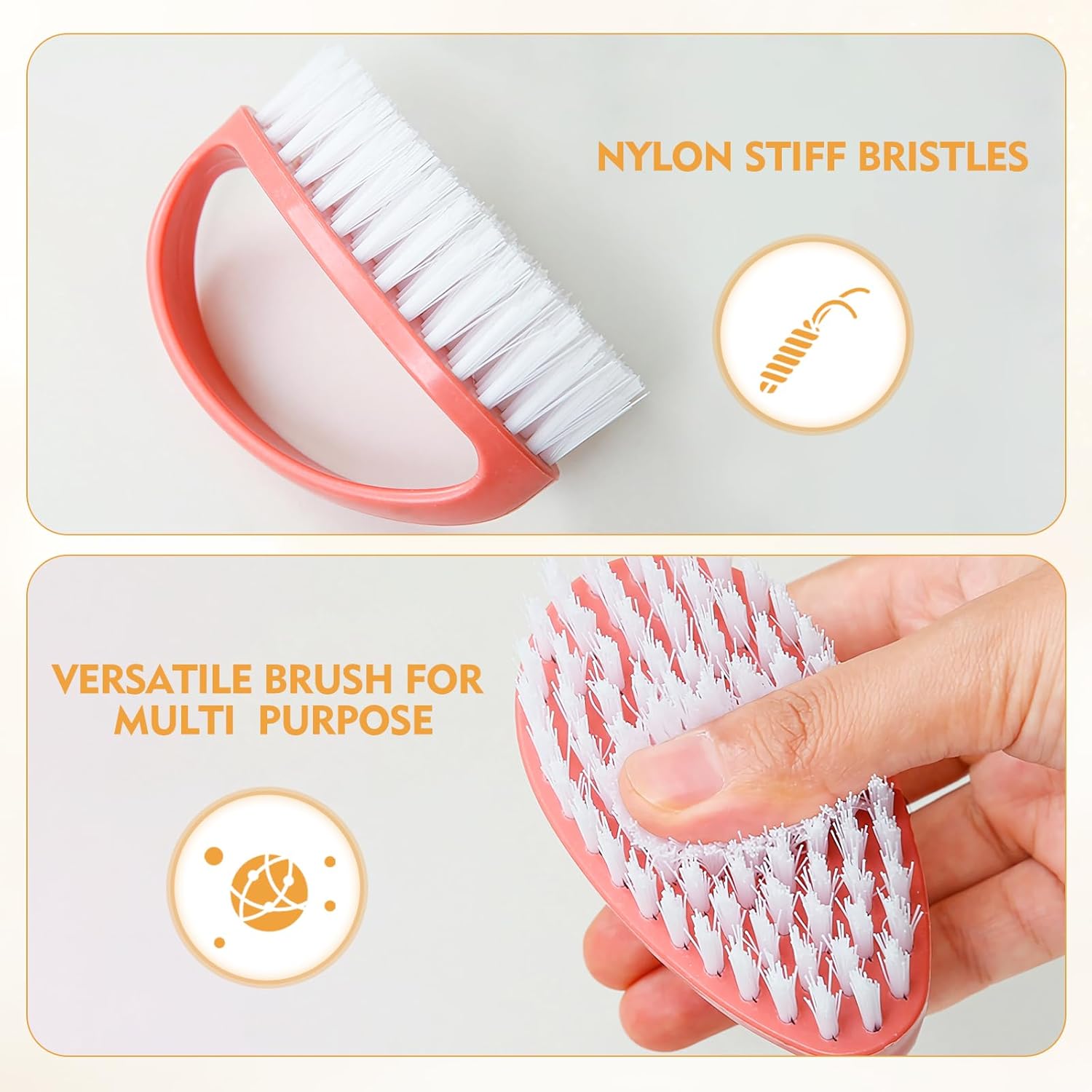 2 Pack Small Scrub Brush,Heavy Duty Stiff Nylon Bristles Cleaning Brush,Durable Small Cleaning Brush for Household Cleaning