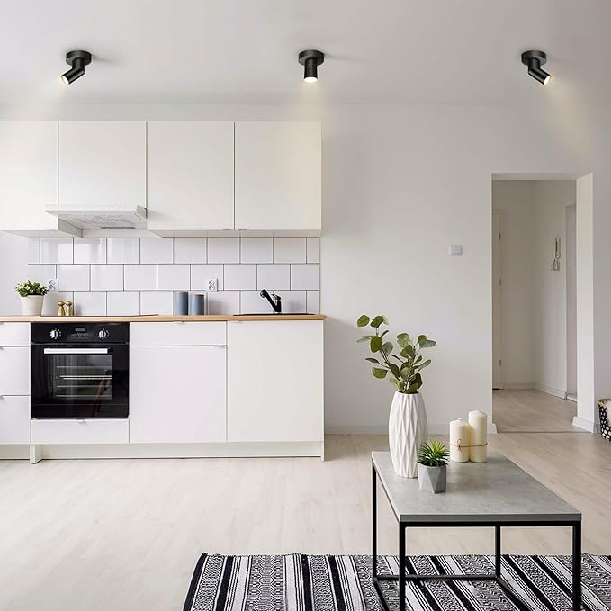 GLOBE Electric 64000113 4.5" Convertible Wall or Ceiling Mount LED Integrated Track Lighting Spotlight, Matte Black, Adjustable Pivoting Head, 9W, 500 Lumens, 3000 Kelvin, Dimmer Switch Compatible