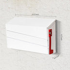 White Wall-Mount Mailbox, Modern Large Capacity Drop Mailboxes for Outside, Rust-Proof Galvanized Steel Post Box with Flag (No Keys Locking)