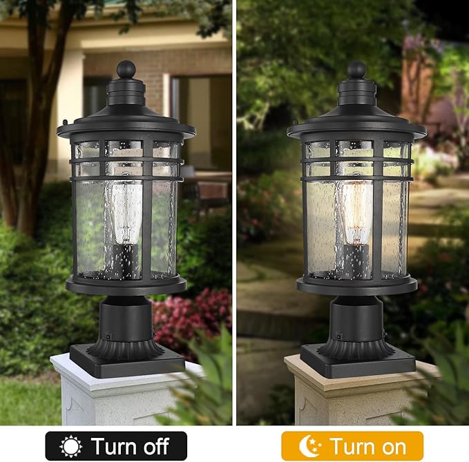 Darkaway Large Outdoor Post Lights Lamp Posts Outdoor Lighting, 17inch Post Lights Waterproof 2 Pack Outdoor Light Fixtures with Glassfor Outside Patio Yard Pathway