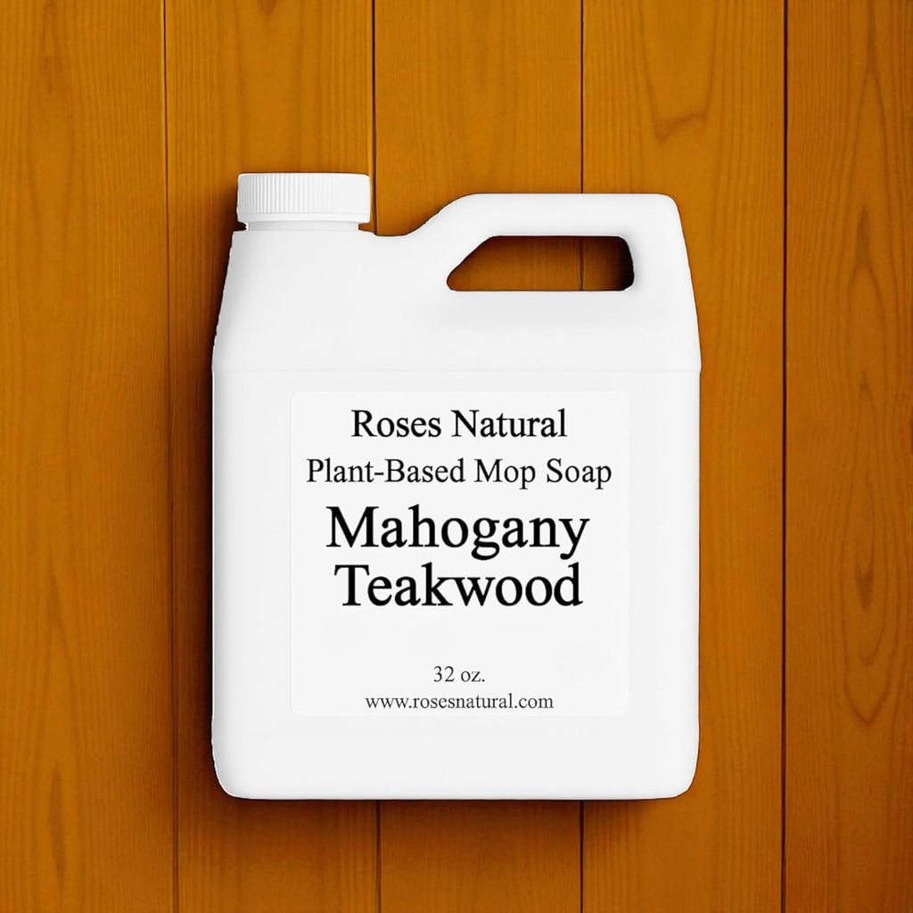 Plant-Based Floor Cleaner Mop Soap – 32 oz | Streak-Free, Highly Scented, Concentrated Mop Solution for Tile, Vinyl, Hardwood & Sealed Floors | Non-Toxic, Eco-Friendly (Mahogany Teakwood)