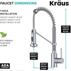 KRAUS Bolden Commercial Style 2-Function Single Handle Pull Down Kitchen Faucet in Chrome, KPF-1610CH (Pack of 1)