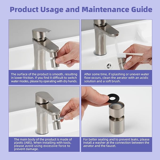 Hibbent NSF/ANSI/CAN 61 Certified Faucet Aerator, CUPC Certification 360 Degree Swivel Kitchen Sink Aerator, 2-Flow Sprayer Faucet Replacement Part 55/64 Inch Female Thread - Brushed Nickel