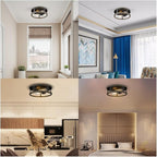 EAPUDUN Farmhouse Flush Mount Ceiling Light, 13" Imitation Wood 2-Light Fixture, Retro Style Lamp for Hallway, Entryway, Bedroom, Kitchen, Dining Room (FMA1138-FBDT)