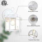 GRUENLICH Outdoor Wall Sconce, Exterior Wall Lighting Fixtures with Clear Glass, Front Porch Lighting, Outdoor Lights for Patio, Doorway, White, 4 Pack