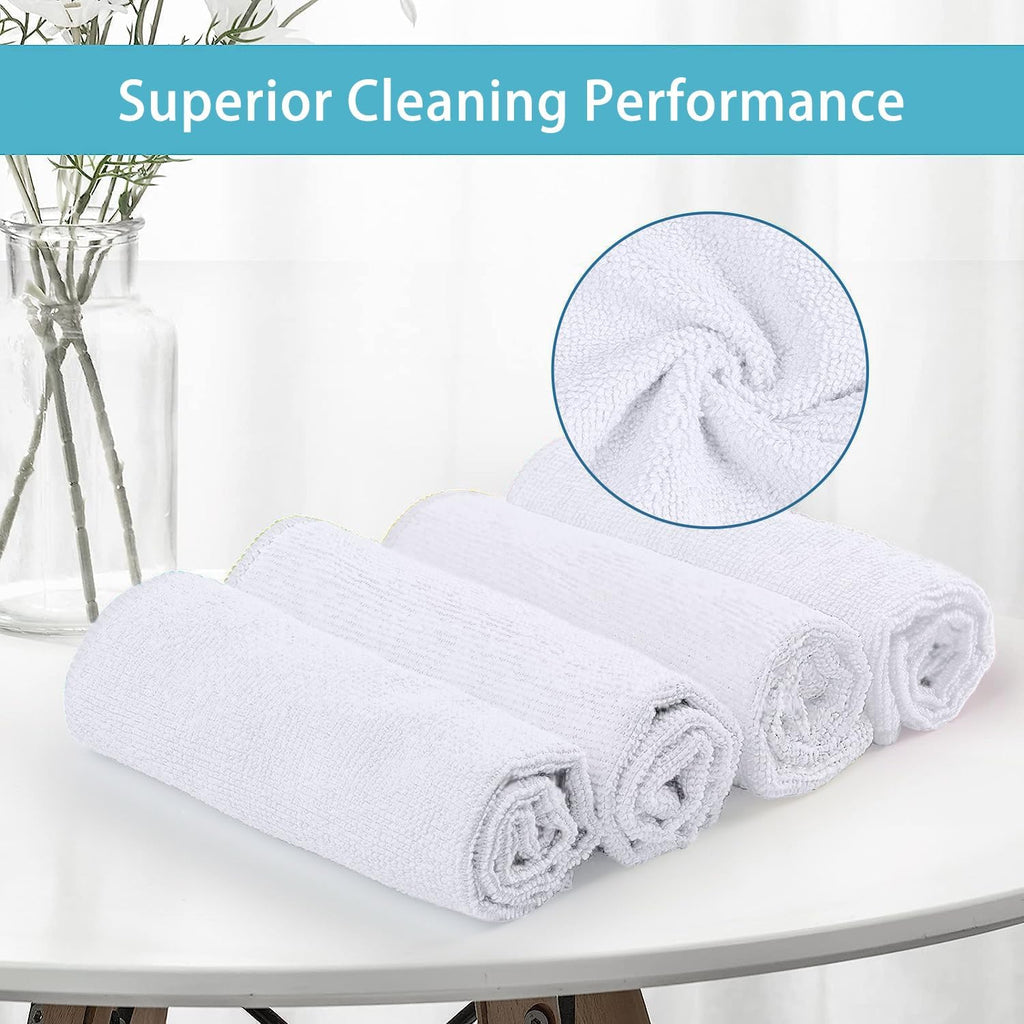HOMEXCEL White Microfiber Cleaning Cloth, 8 Pack Cleaning Towels for Kitchen, Lint Free, Scratch-Free, Highly Absorbent, and Reusable Cleaning Rags for House, Window and Glass, Cars, 11.5 X11.5 inch