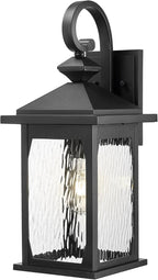 zeyu 21.2 Inch Outdoor Wall Fixture, Large Outdoor Sconce Lights for Patio Garage, Die-Cast Aluminum with Water Ripple Glass, Black Finish, ZD99B-M BK-WP