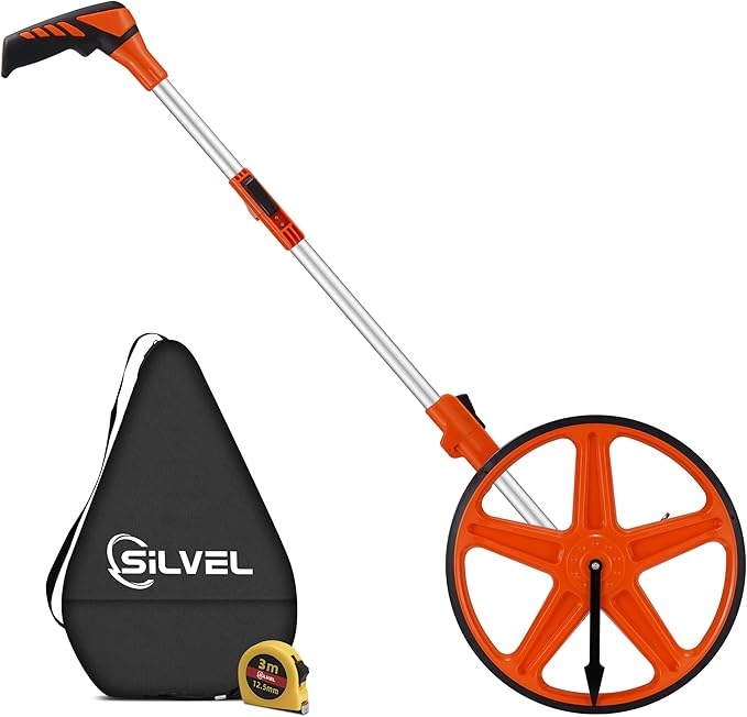 SILVEL 12 Inch Measuring Wheel, MAX9999FT Measuring Wheel in Feet and Inches, One key to Zero Rolling Tape Measuring Wheels, Orange