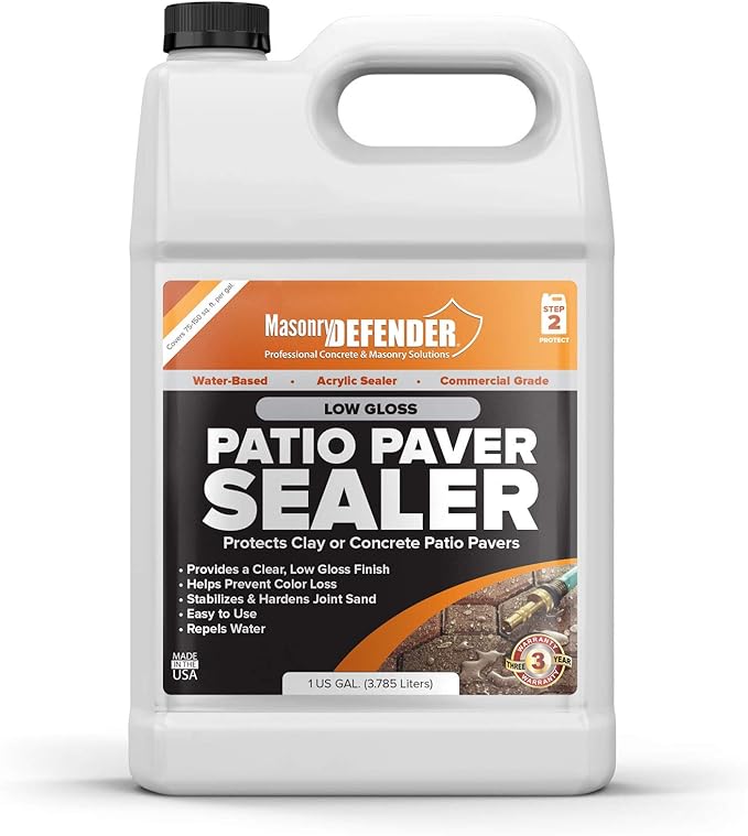 Low Gloss Patio Paver Sealer - Clear Water-Based Sealant for Patio Pavers & Natural Stone Surfaces - 1- Gallon