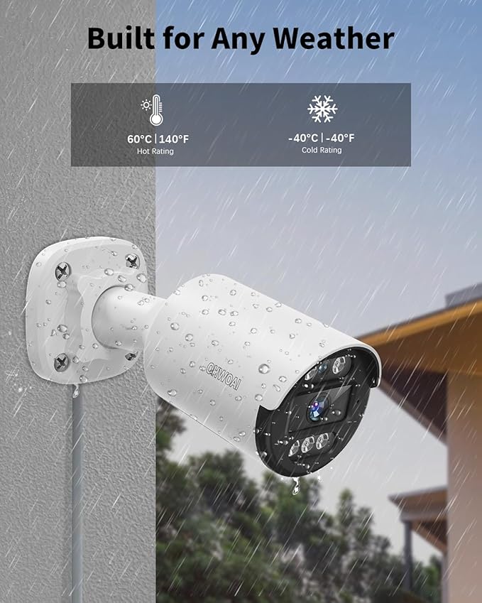 《80FT Night Vision & 122° Wide Angle》Outdoor Wired Security Camera System,CCTV Cameras Outside, Home Video Surveillance Systems, Surveillance DVR Kits