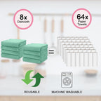 kimteny Kitchen Cloth Dish Towels, 13x28 Inches Premium Dishcloths, Super Absorbent Coral Velvet Microfiber Cleaning Cloths, Fast Drying Rags for Washing Dishes (13x28-8 Pack, Green)