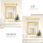 Emliviar 5-Light Vintage Vanity Lighting for Bathroom, 37-Inch Wall Mount Light Fixture with Clear Glass Shade, Brushed Gold Finish, YCE237B-5W BG