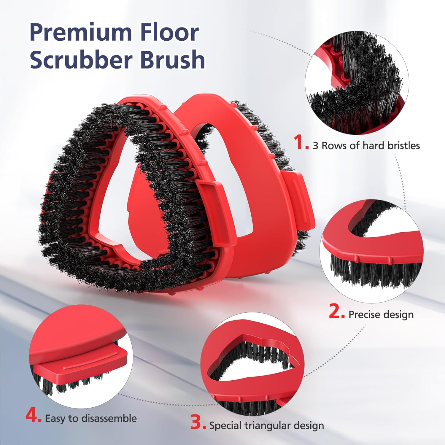 2 Pack 1-Tank Spin Mop Scrub Brush Head Replacement for O Ceda EasyWring 1-Tank System(Red), Hard Bristle Scrubber Brush for Floor Cleaning Accessories (Not Fit for RinseClean 2-Tank)