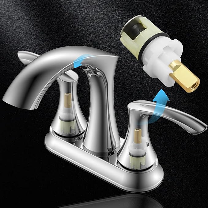 2Pcs RP25513 Faucet Stem, Faucet Repair Kit with RP24096 Cartridge RP4993 Seat and Spring RP24097 Turn Stop1/4, Replace for Fixing Leakage