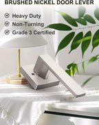 Dummy Door Handle Brushed Nickel for Left Hand and Right Hand, Mordern Square Closet Hallway Door Knob, Non-Turning Single Side Pull, 1 Pack