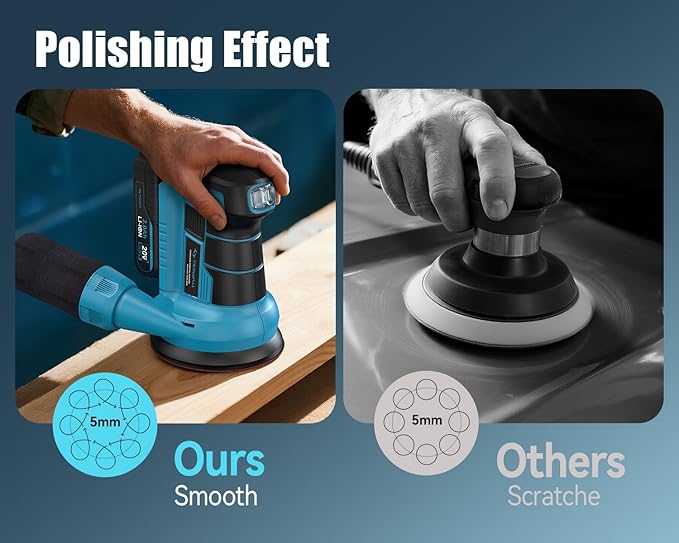 Tilswall 20V Cordless Orbital Sander, 5" Electric Palm Hand Sander Tool with Vacuum Dust Collector, Random Orbit Power Sander for Woodworking, Furniture, Deck Sanding (Battery and Charger Included)