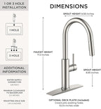 FORIOUS Kitchen Faucet with Pull Down Sprayer, Classic Brushed Nickel, Single Handle High Arc Stainless Steel Kitchen Sink Faucet, 1 or 3 Hole Deck Mount for RV, Bar, Farmhouse, Laundry, Outdoor
