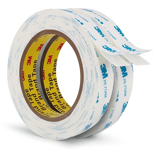 3M Double Sided Tape PE Foam Tape 0.75"×16.5Ft 2 Pack Strong Permanent Adhesive Tape Heavy Duty Waterproof for Home Office Decor Crafts Arts DIY Paint Picture Poster