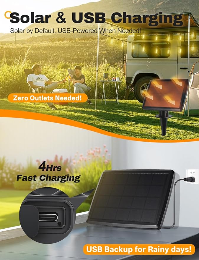 Tenmiro 120FT Solar Outdoor String Lights with Remote and 32+2 LED Shatterproof Bulbs Dimmable & Timing 3 Light Modes Solar Patio String Lights for Cafe, Garden, Deck, Outside Wedding Last for 10+Hrs