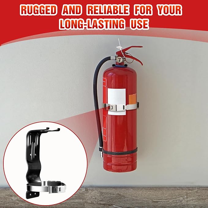 Therwen 5 Pack Fire Extinguisher Bracket 5 lb Wall Mount Stainless Steel Fire Extinguisher Holder for Home Truck Vehicle, Black