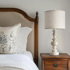 BOBOMOMO 24" Farmhouse Resin Table Lamp Set of 2, Vintage Lamps for Living Room Bedroom with Linen Shades, Traditional Rustic Bedside Lamps Retro Table Lamps for Living Room, Bedroom, Office