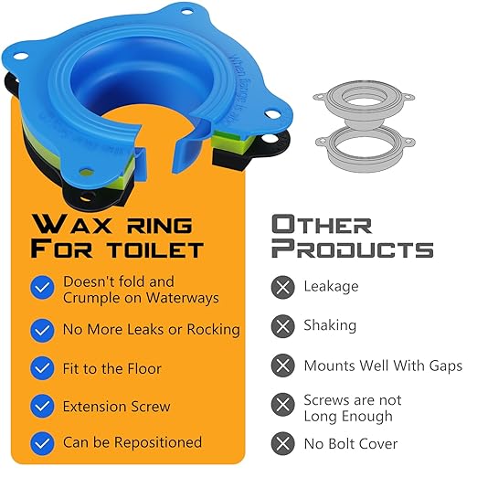 Toilet Flange Repair Kit, Universal Toilet Seal Parts for Wax Seal, Rubber Gasket Ring, Wax-Free Toilet Bowl Replacement kit Include Premium Nuts, Washers, 3.26Inch Bolts, Bolt Caps