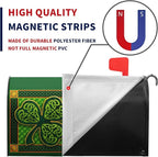 St. Patrick's Day Mailbox Cover - Magnetic, Standard Size, Green Shamrocks & Four Leaf Clover, Waterproof, 21x18 Inch